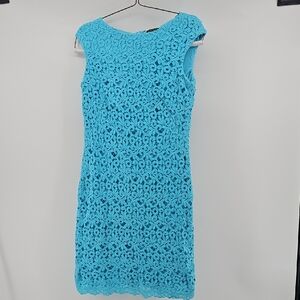 Lauren Ralph Lauren Aqua Turquoise Lace Overlay Cocktail Dress Easter Spring